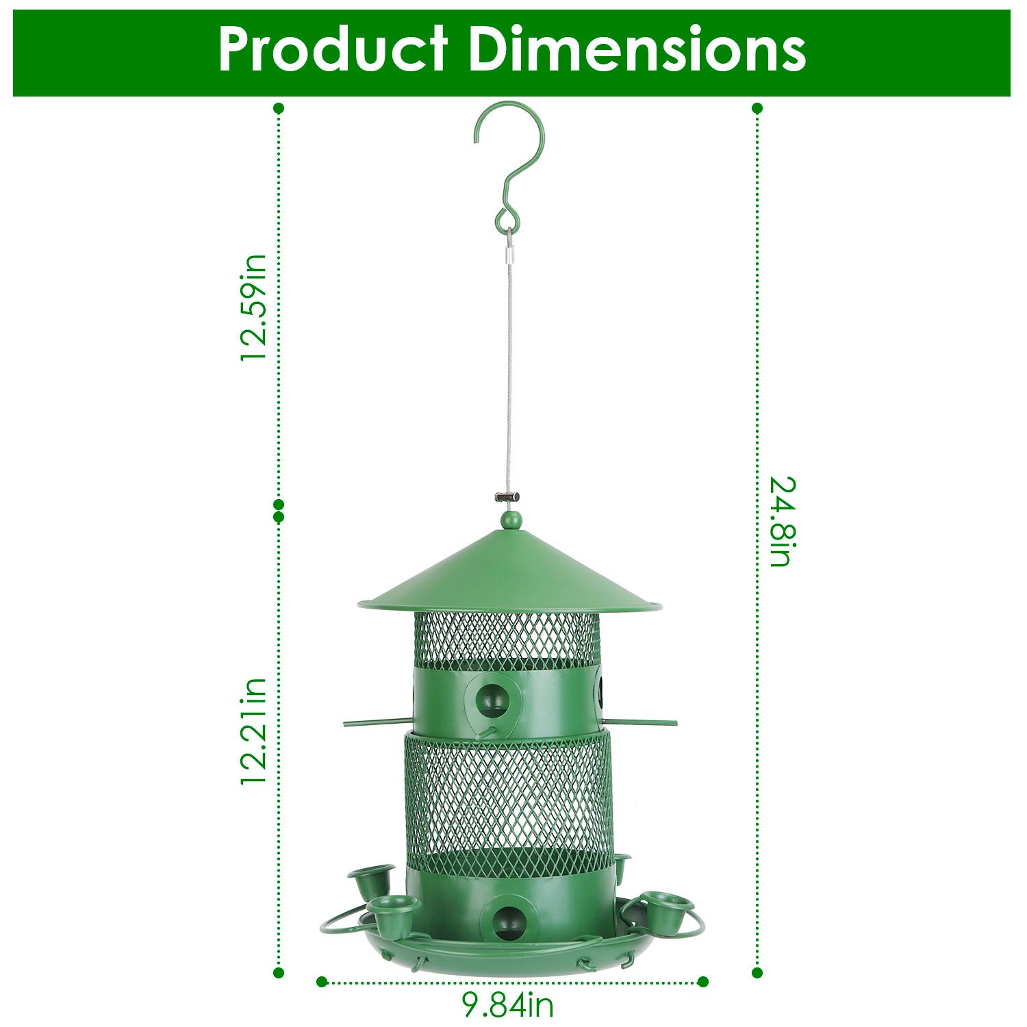 Outdoor Hanging metal Bird Feeder With 360 Degree Circular Perches for Yard Garden Patio