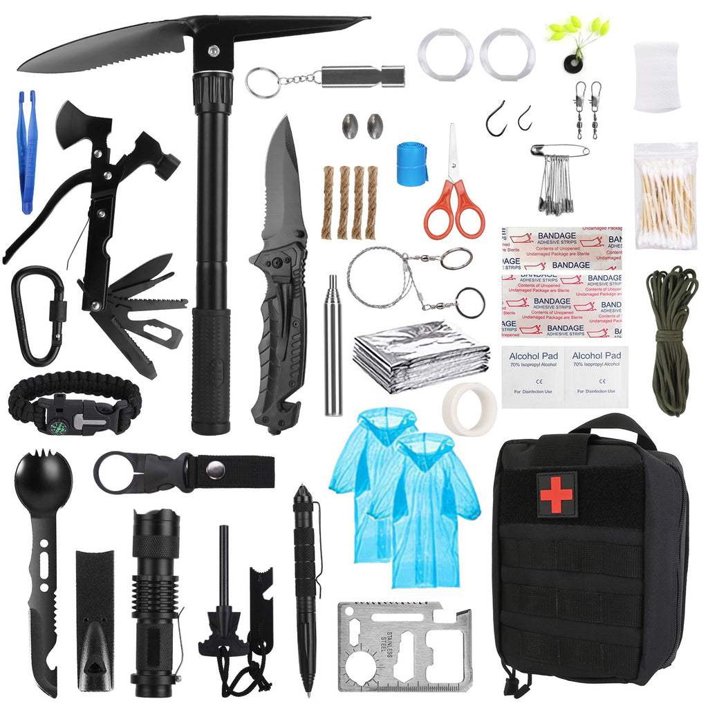 121Pcs Per Set Survival Kits Professional Emergency Survival Gear Tactical First Aid Kit Supplies For Outdoor Adventure Camping Hiking