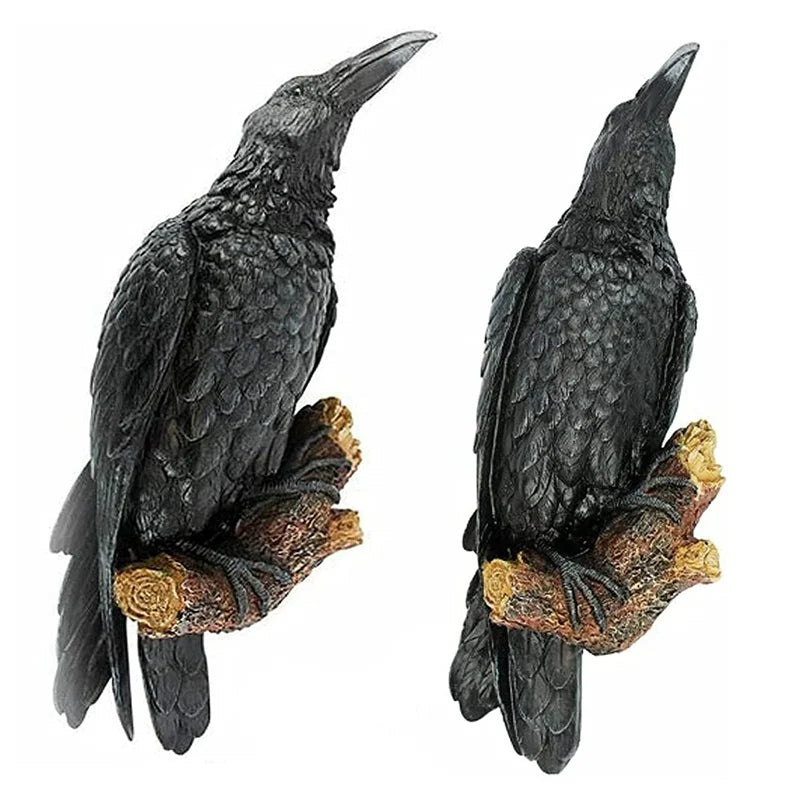 Outdoor Raven or Crow statute for home or garden