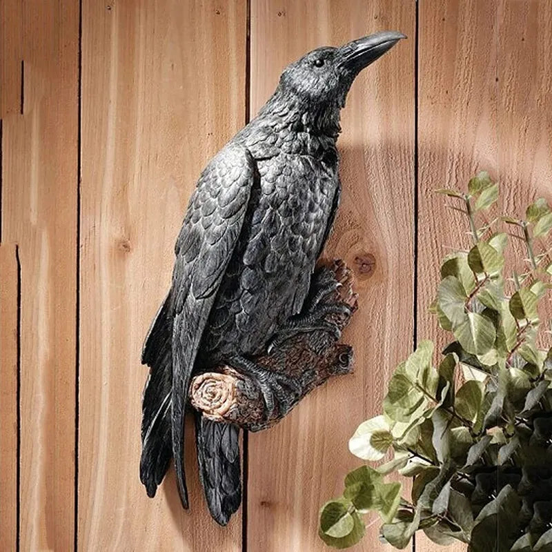 Outdoor Raven or Crow statute for home or garden