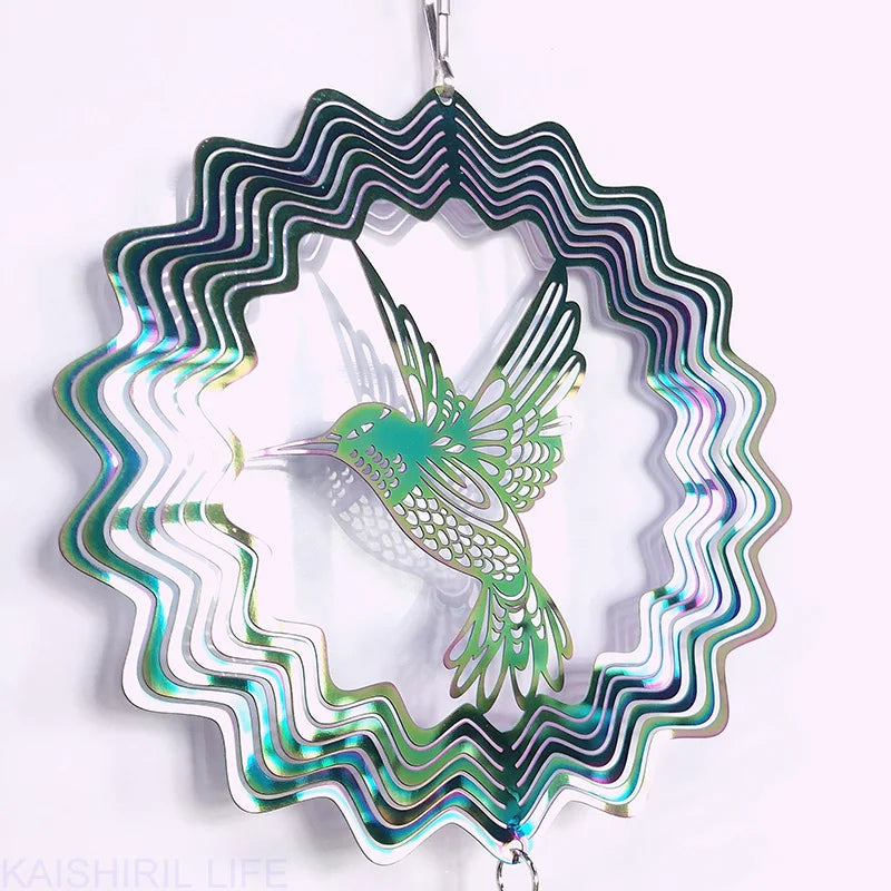 Hummingbird Wind Chimes Crystal Sun Catcher Stained Garden Decoration