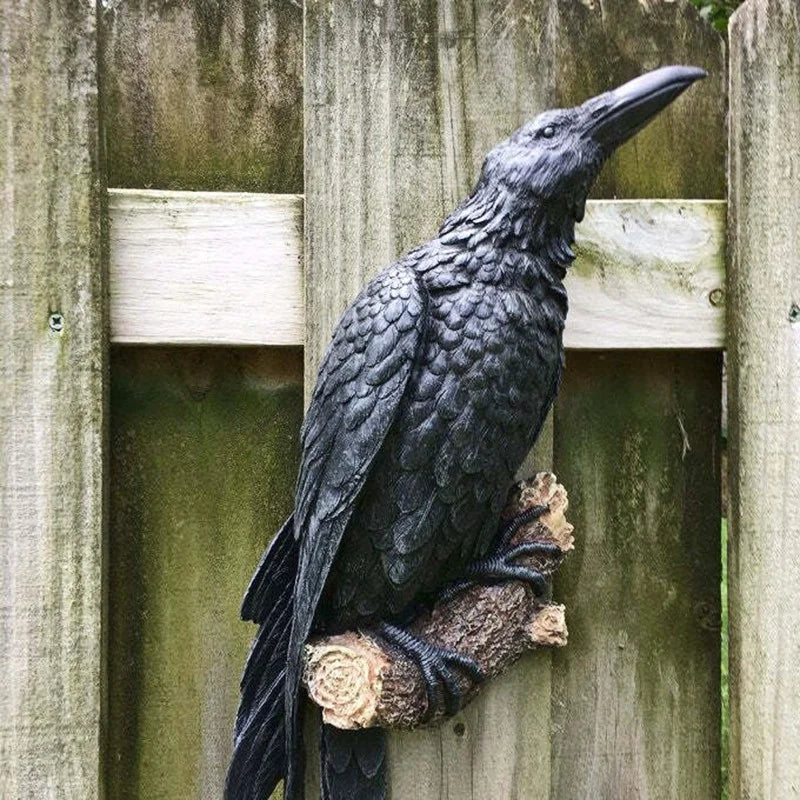 Outdoor Raven or Crow statute for home or garden
