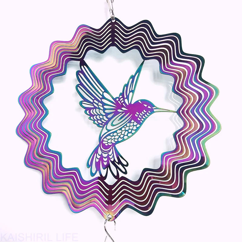 Hummingbird Wind Chimes Crystal Sun Catcher Stained Garden Decoration