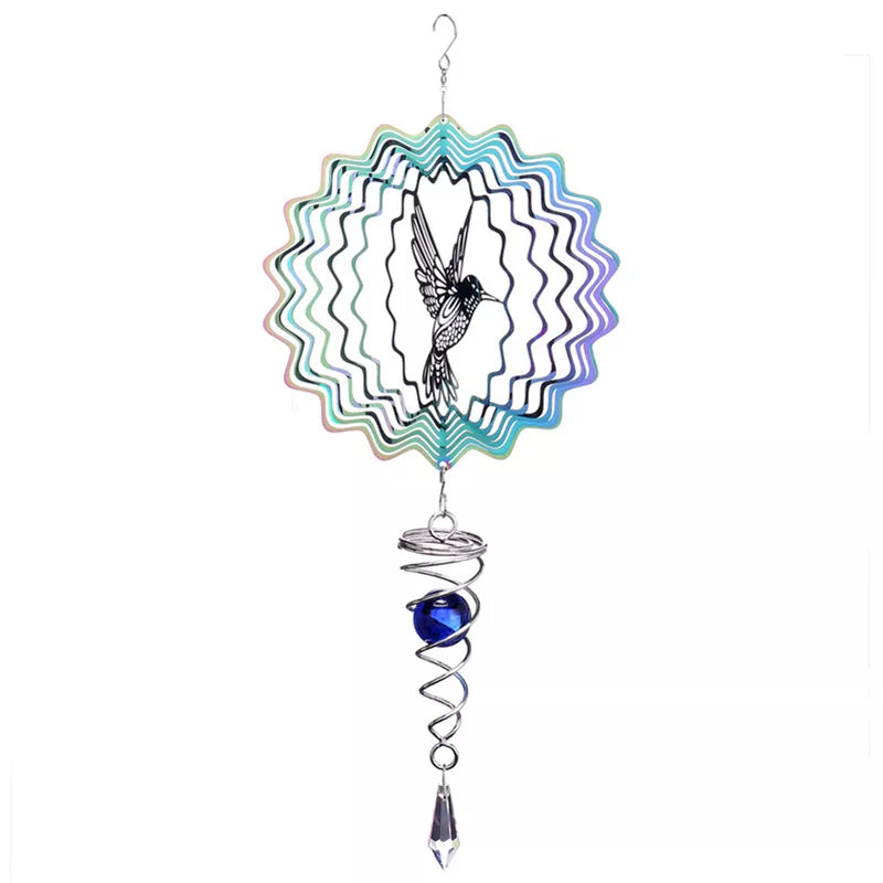 Hummingbird Wind Chimes Crystal Sun Catcher Stained Garden Decoration