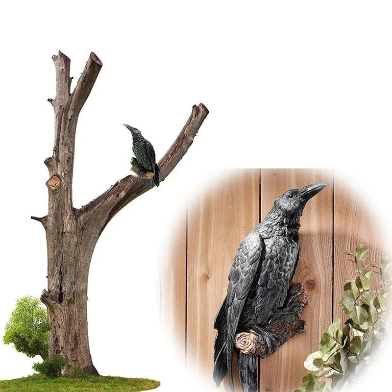 Outdoor Raven or Crow statute for home or garden