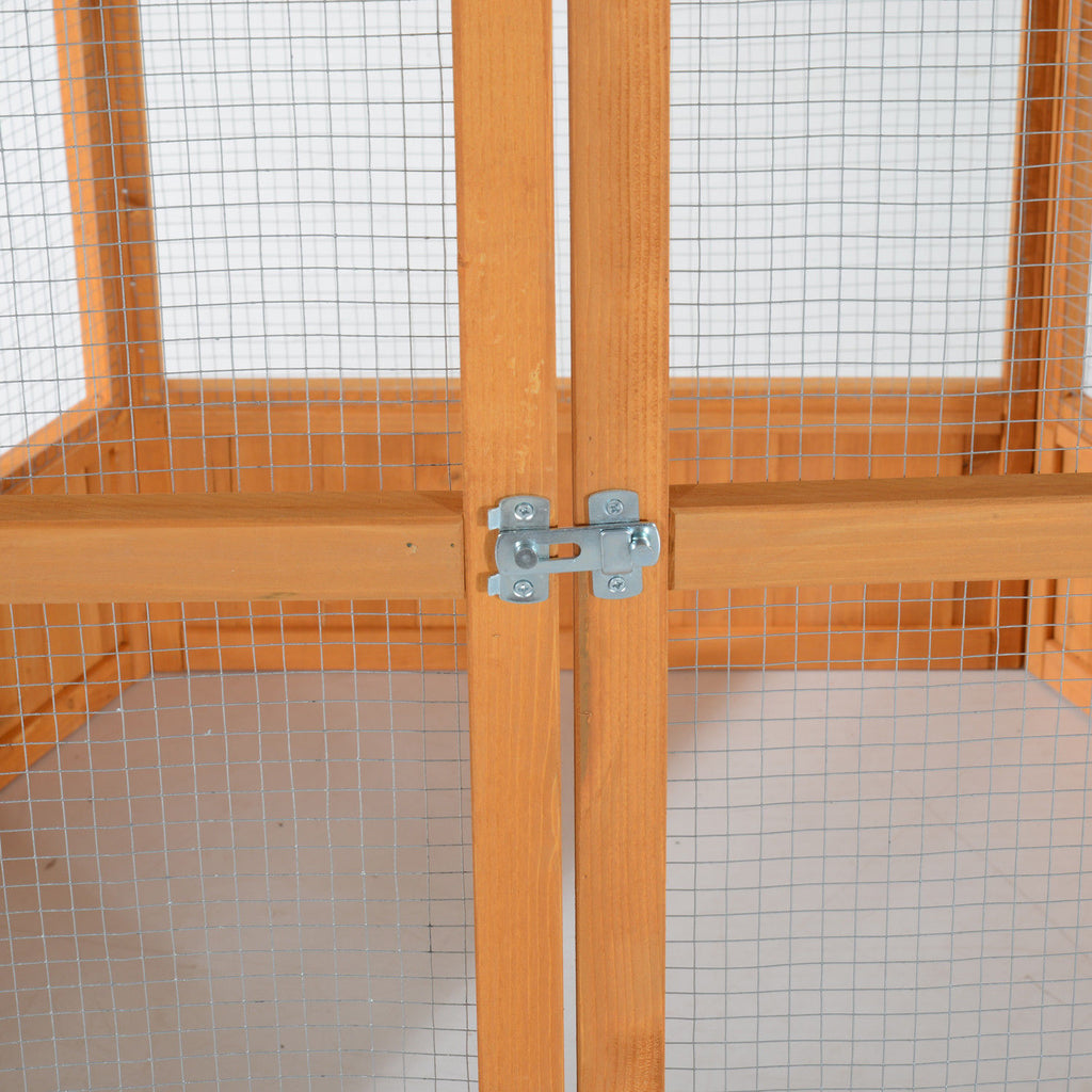 69 Large Wooden Bird Aviary Hexagonal Outdoor Aviary Flight Bird Cage With Covered Roof, Brown