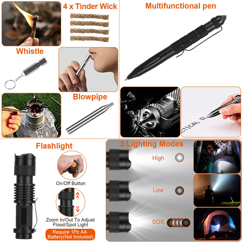 121Pcs Per Set Survival Kits Professional Emergency Survival Gear Tactical First Aid Kit Supplies For Outdoor Adventure Camping Hiking